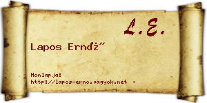 Lapos Ernő névjegykártya